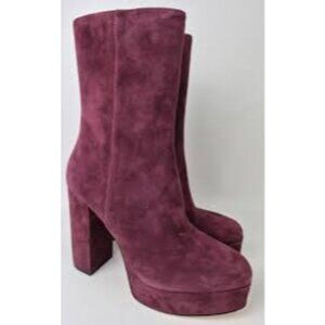 Stuart Weitzman Red/Burgundy Suede Platform Boots Size 9.5